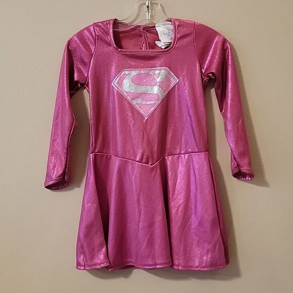 SUPERMAN SUPERGIRL RUBIE'S PINK METALLIC DRESS COSTUME, SIZE SMALL - Picture 1 of 6